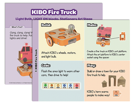 Activity cards for KIBO with student-friendly visuals.